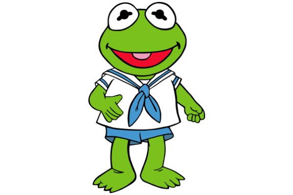 Kermit the Frog in a Sailor Outfit: A Playful Cartoon Illustration