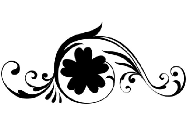 Stylized Floral Design with a Black Flower at the Center