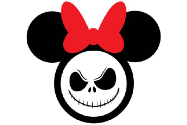 Minimalist Mickey Mouse Logo with Red Bow