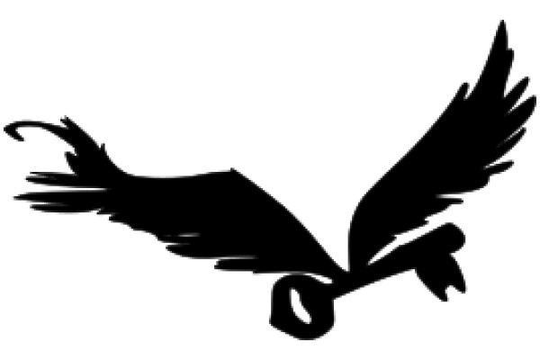 Stylized Black Silhouette of a Bird with a Ring