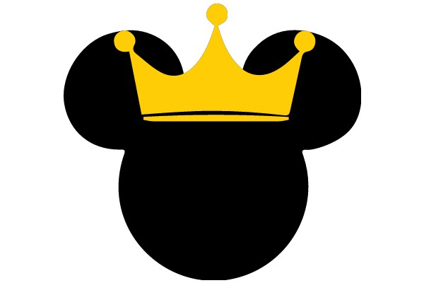 A Stylized Black and Yellow Mickey Mouse Logo with a Crown on Top