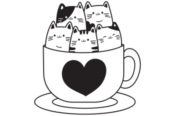 A Heartwarming Stack of Cats in a Cup of Coffee