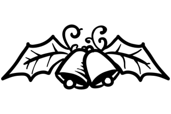 Stylized Illustration of a Bat and Bell