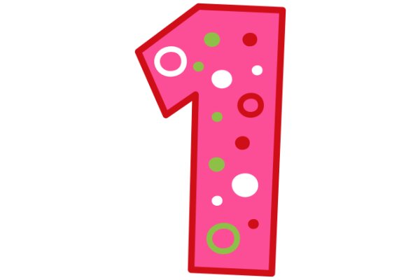 Vibrant Celebration: A Pink Number One with Green and Red Dots