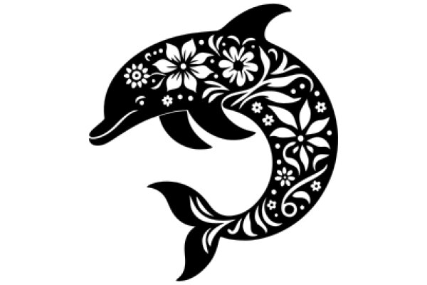 Stylized Dolphin with Floral Designs