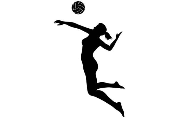 Silhouette of a Volleyball Player Jumping to Serve the Ball