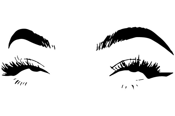 A Close-up of Eyes with Eyelashes, Set Against a White Background