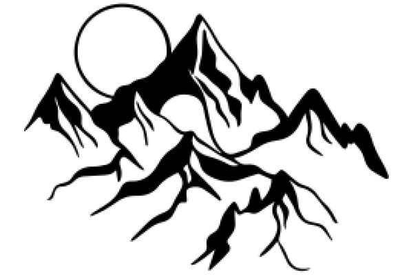 Silhouette of a Mountain with a Moon