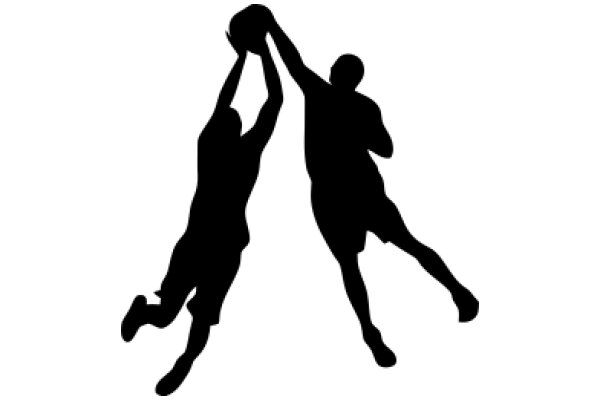 Silhouette of a Basketball Game: Two Players in Action