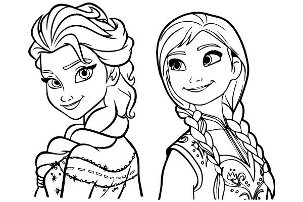 A Tale of Two Princesses: A Illustration of Two Animated Characters