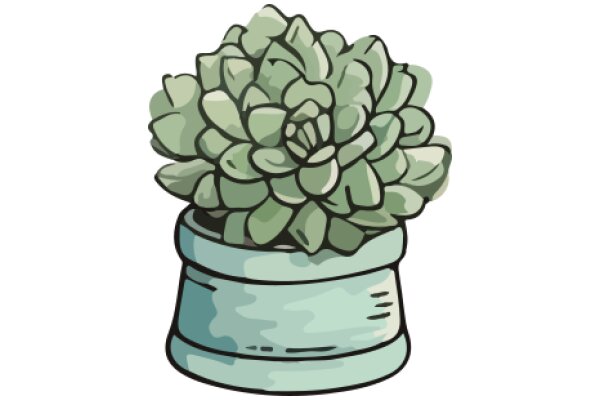 A Whimsical Illustration of a Cactus in a Blue Pot