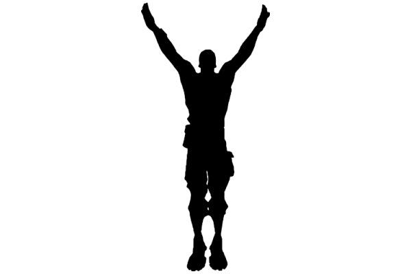 Silhouette of a Jubilant Figure: A Symbol of Victory and Success