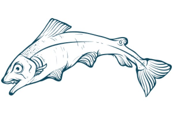 Stylized Illustration of a Fish with a Surprised Expression