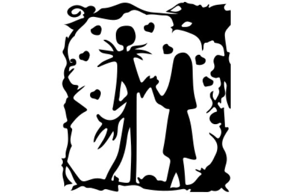 A Silhouette of a Couple in a Garden, with a Whimsical Touch