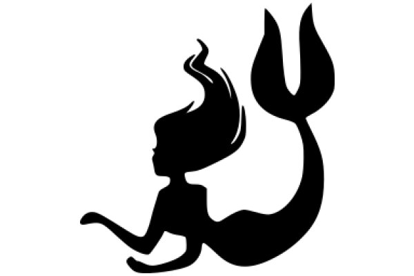 Stylized Silhouette of a Mermaid and a Flame