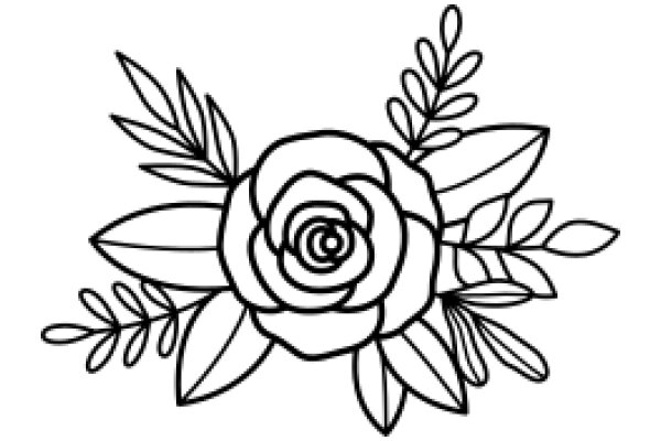 Stylized Floral Design with a Rose at the Center