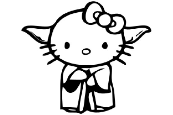 Adorable Cartoon of a Cat with a Bow