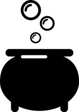 A Whimsical Illustration of a Cauldron with Floating Bubbles