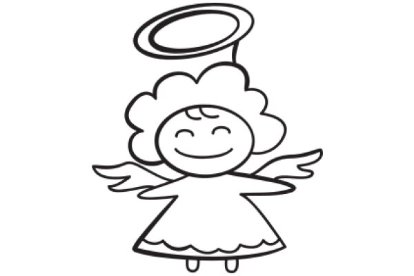 A Whimsical Illustration of an Angelic Character with a Halo and Wings