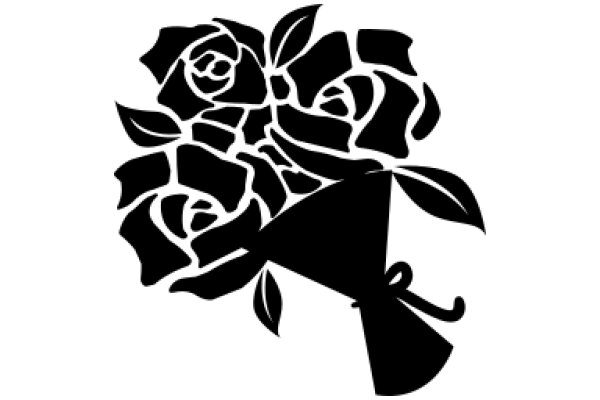 Silhouette of a Rose and a Bow