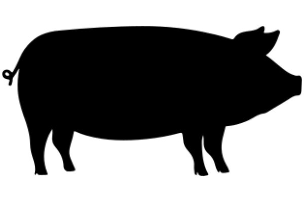 A Silhouette of a Pig on a White Background