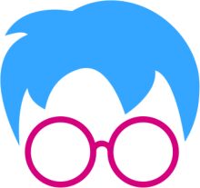 Stylized Blue Character with Pink Glasses