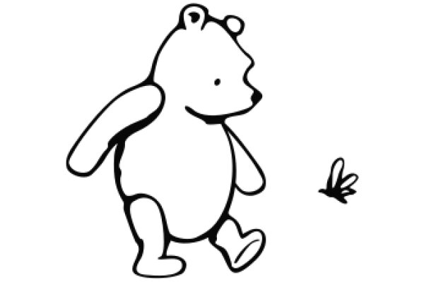 A Playful Encounter: A Cartoon Bear and a Butterfly