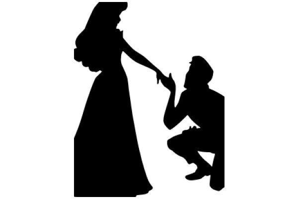 A Silhouette of a Romantic Scene: A Man Proposing to a Woman