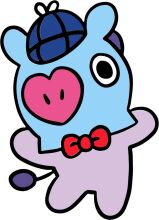 A Friendly Blue Creature with a Pink Heart and a Purple Bow