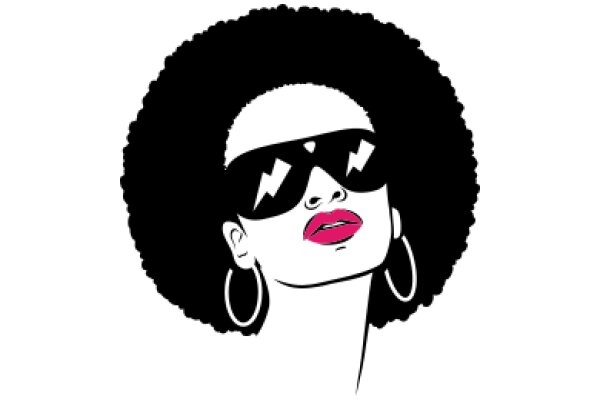 Stylized Portrait of a Woman with Afro Hair and Sunglasses