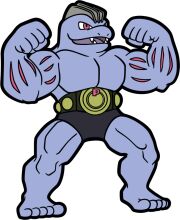 Powerful Purple Pokémon with Muscles and a Belt