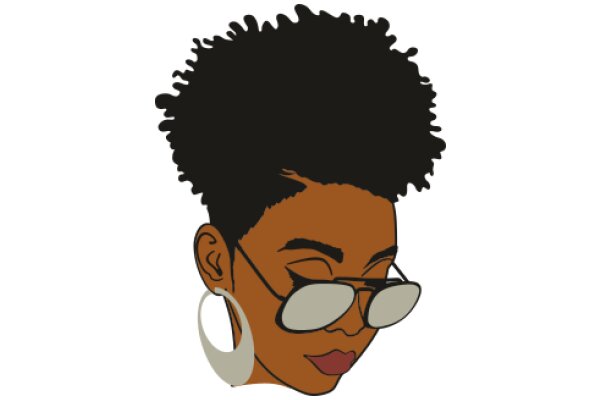 Stylized Portrait of a Woman with Large Earrings and Sunglasses