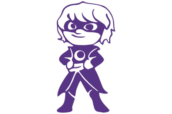 Stylized Purple Cartoon Character with Mask and Cape