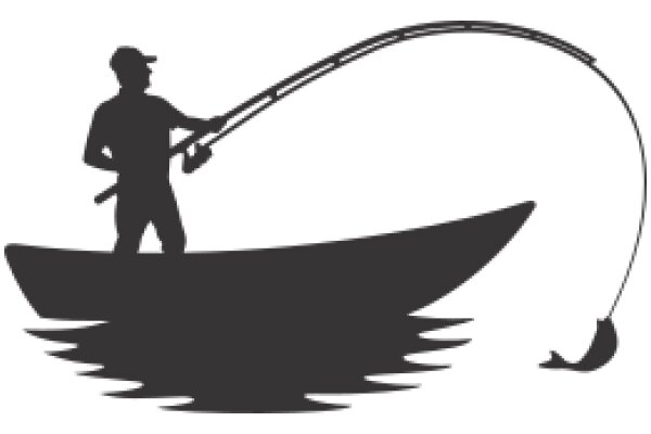 Angler's Catch: A Silhouette of a Fisherman and His Boat