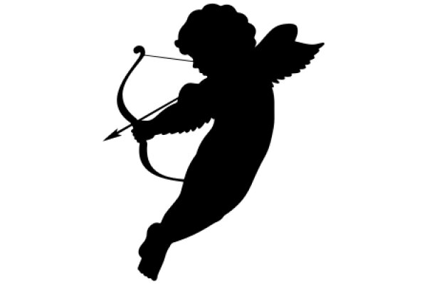 Silhouette of an Angelic Figure with a Bow and Arrow