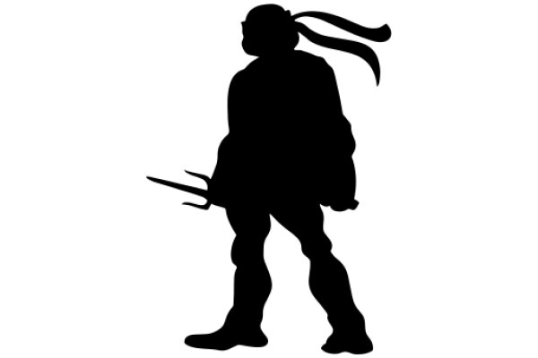 Silhouette of a Figure with a Scarf and a Tool Belt