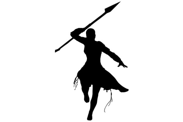 Silhouette of a Warrior with a Spear