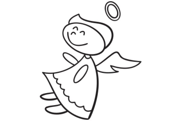 A Whimsical Angel: A Line Drawing