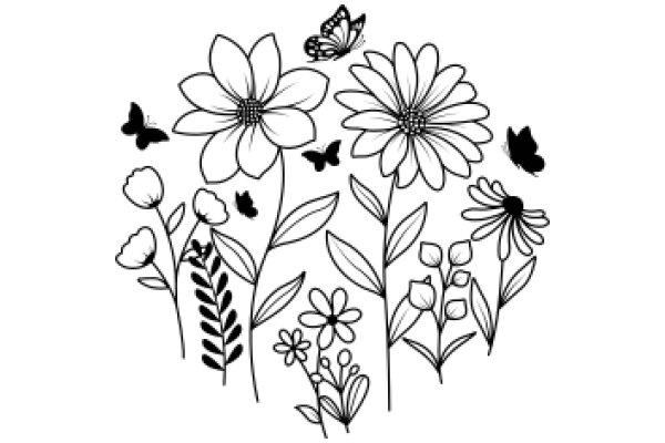 Floral and Butterfly Illustration