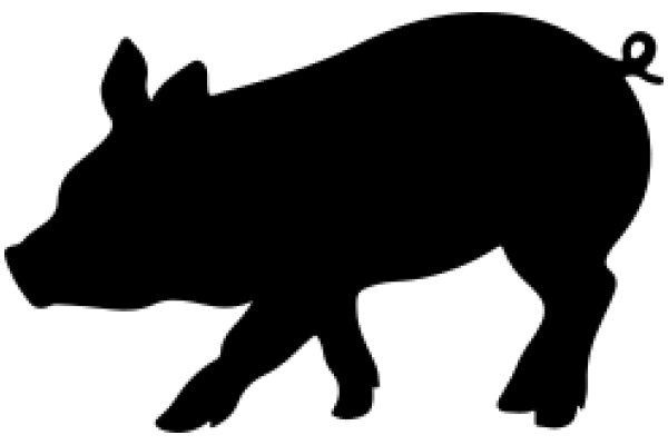 A Silhouette of a Pig Walking on a White Background