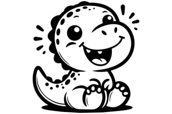 Adorable Cartoon of a Smiling Dinosaur