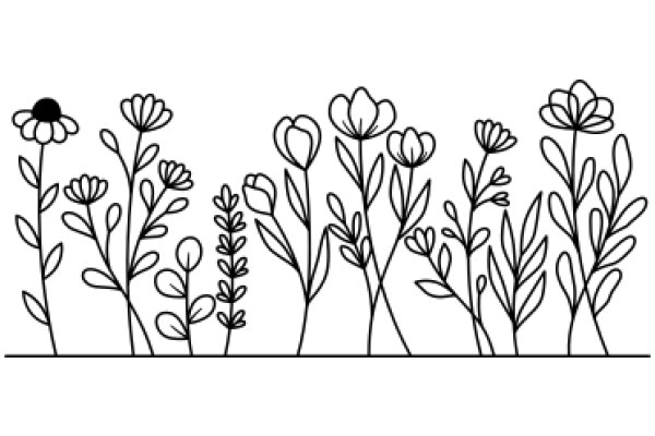 Floral Illustration: A Collection of Flower Stems and Blossoms