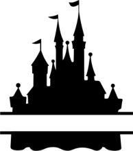 A Silhouette of a Castle on a White Background