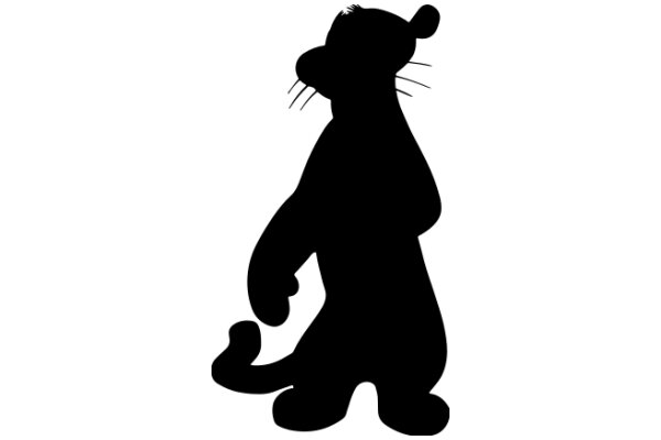 A Silhouette of a Playful Lion Figure