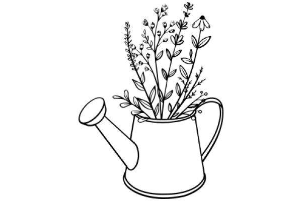 A Whimsical Watering Can with a Flowering Bouquet