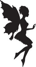 Silhouette of a Female Fairy with Wings and a Tail