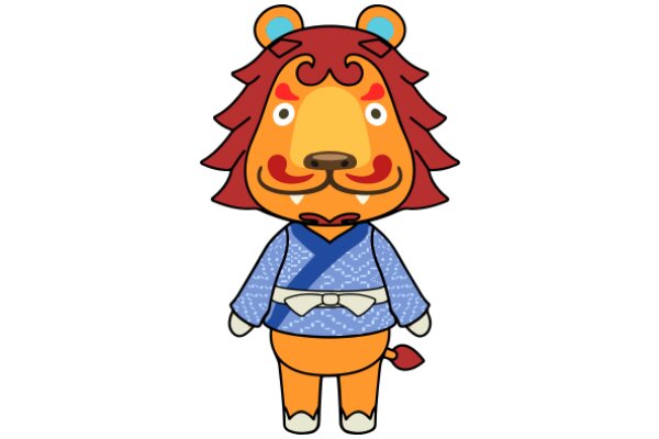 A Friendly Lion Character in a Blue and White Outfit