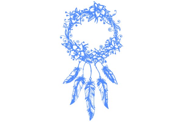 Elegant Blue Floral Wreath with Feather Accents