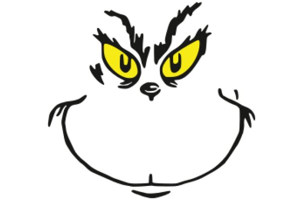 Whimsical Feline: A Cartoon Cat with a Smile and a Yellow Eye