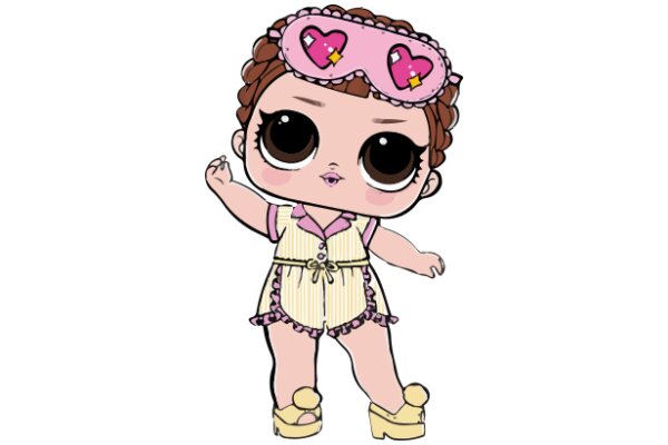 Adorable Cartoon Character with Pink Heart-Shaped Glasses and a Pink Heart Headband